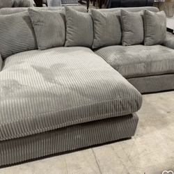 Very Comfortable Corduroy Oversized Grey Sectional $1800