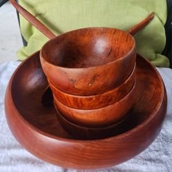 Hawaiian Koa Salad Bowl Set