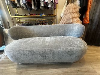 Modern Gray Velvet Curved Sofa