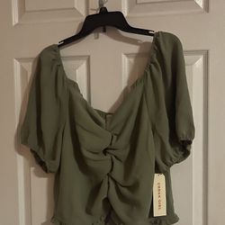 Brand New Olive Green Off The Shoulder Top Size 2X