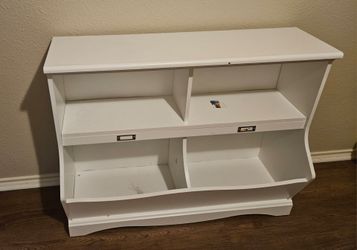 White Wood Storage Cubby Bookcase