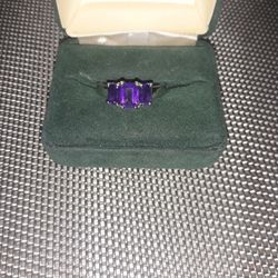 Genuine Amethyst Sterling Silver Ring 2. 10 Carat Sz8