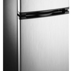 🚨 New Insignia - 4.3 Cu. Ft. Mini Fridge with Top Freezer - Stainless Steel 