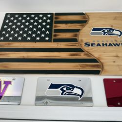 Seahawks wooden flag sign