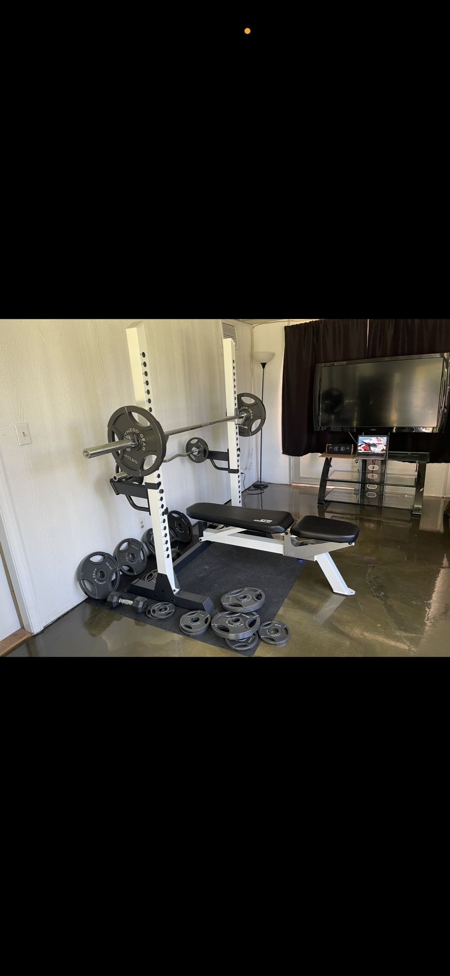 “FITNESS GEAR 300 LB. OLYMPIC WEIGHT SET”