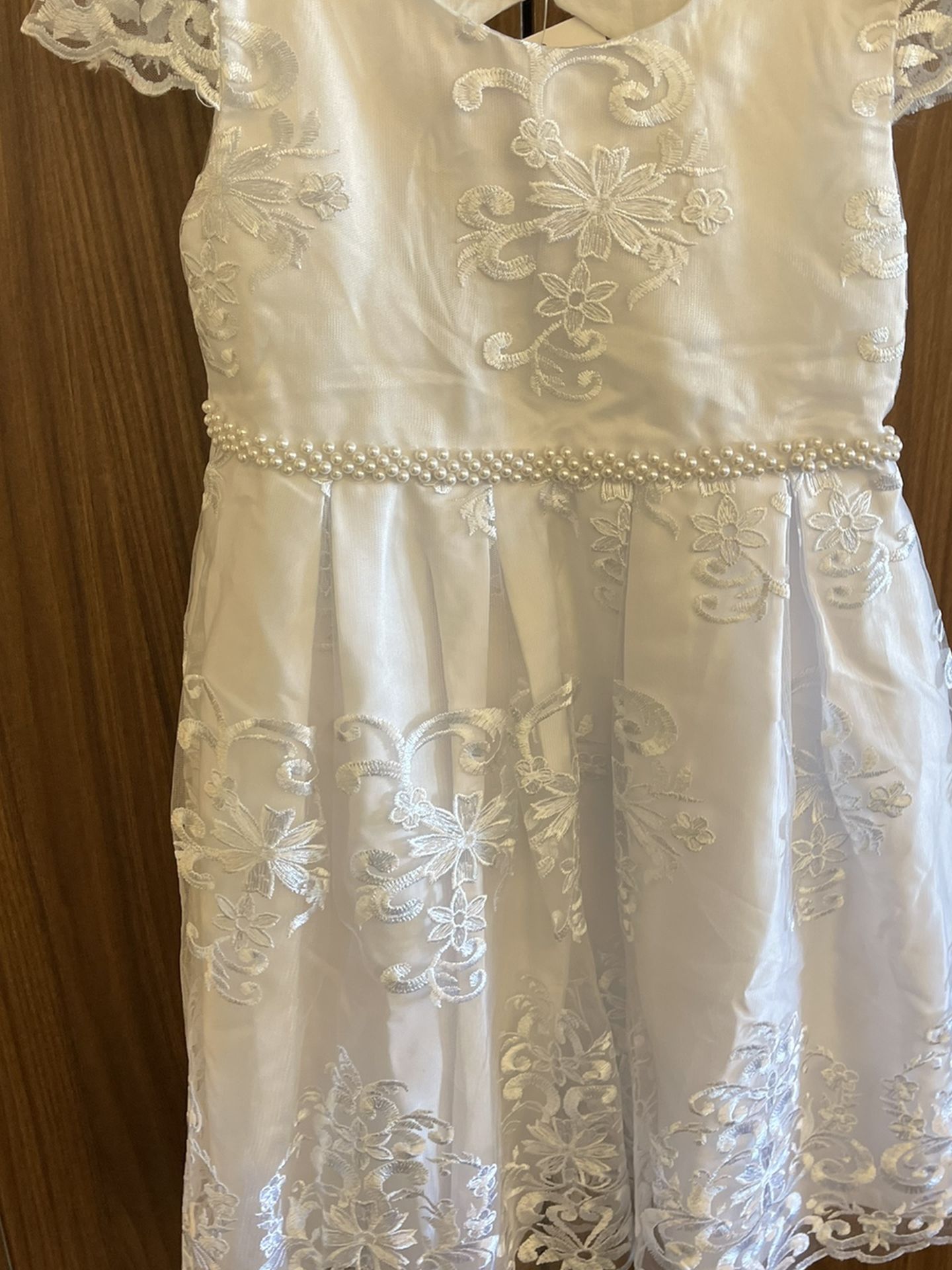 Gently Used Beautiful Baptism Dress with Matching Hair Piece