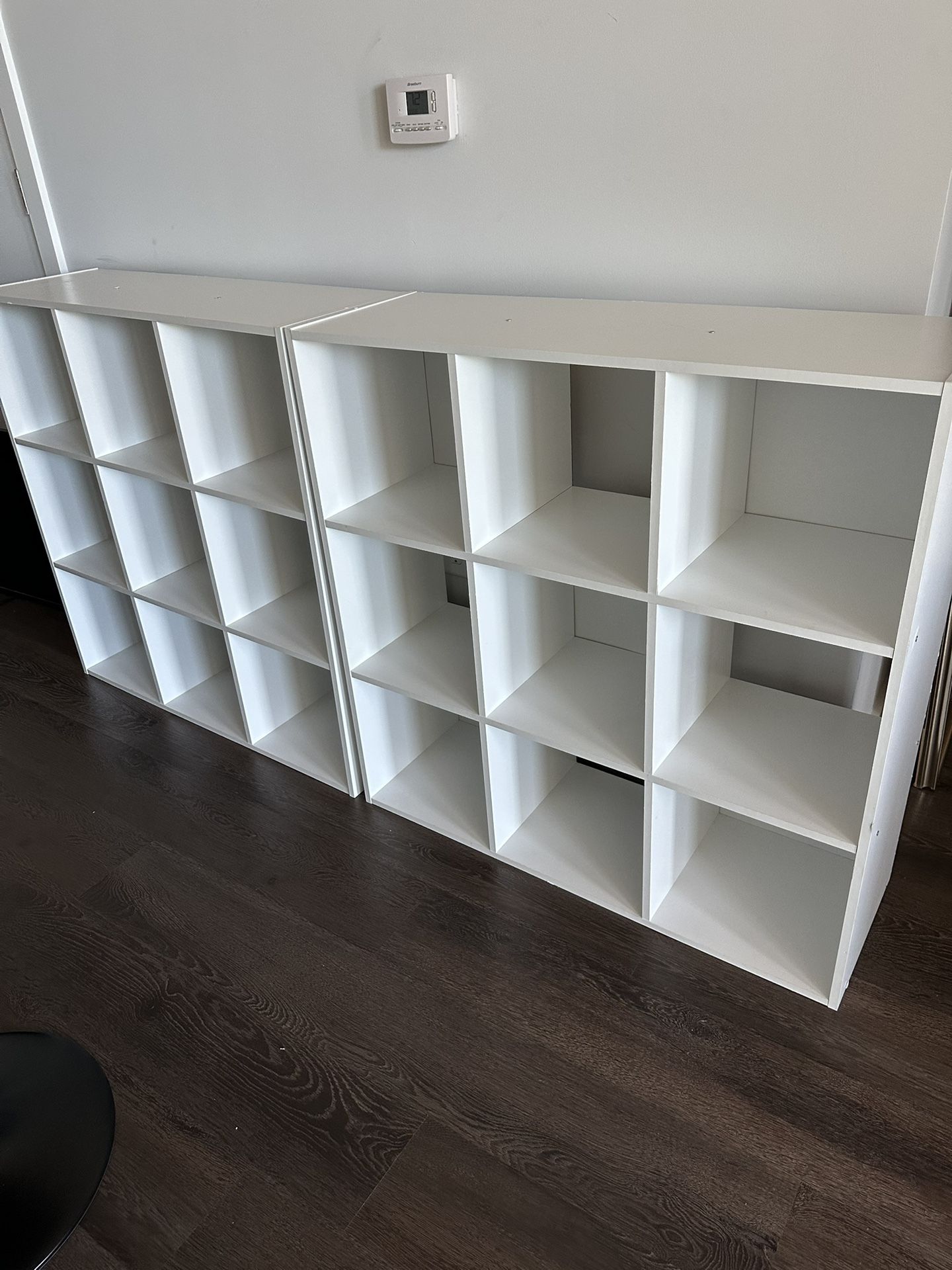 Two 9 Cube Laminated Wood Stackable Open Bookcase Display Shelf Storage Organizer for Home