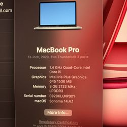 13” 2020 MacBook Pro