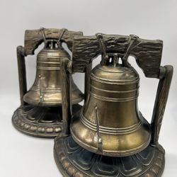 Vintage 1974 S.C.C.Brass Liberty Bells Bookends. Set Of 2 Pieces