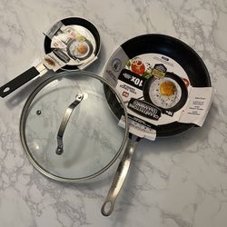 1 Brand New 10" Granite Stone Diamond Fry Pans w/ Lid & 1 brand New 5.5" Fry Pan