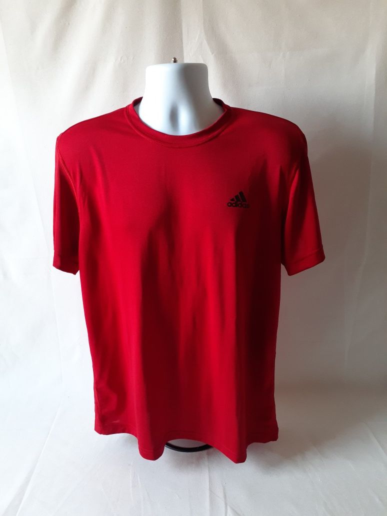 Adidas men's red short-sleeve athletic tops size L