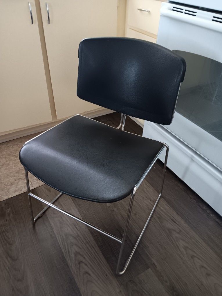 Vintage Chrome & Black Moulded Desk Chair