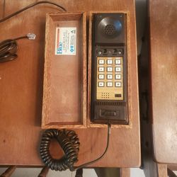 Antique Vintage Americana Telephone. Leather Placard. 
