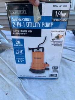 1/4 HP 2-in-1 Submersible Utility and Transfer Pump