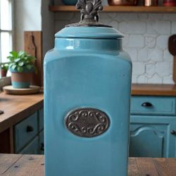 Teal Canister No Chips or Cracks