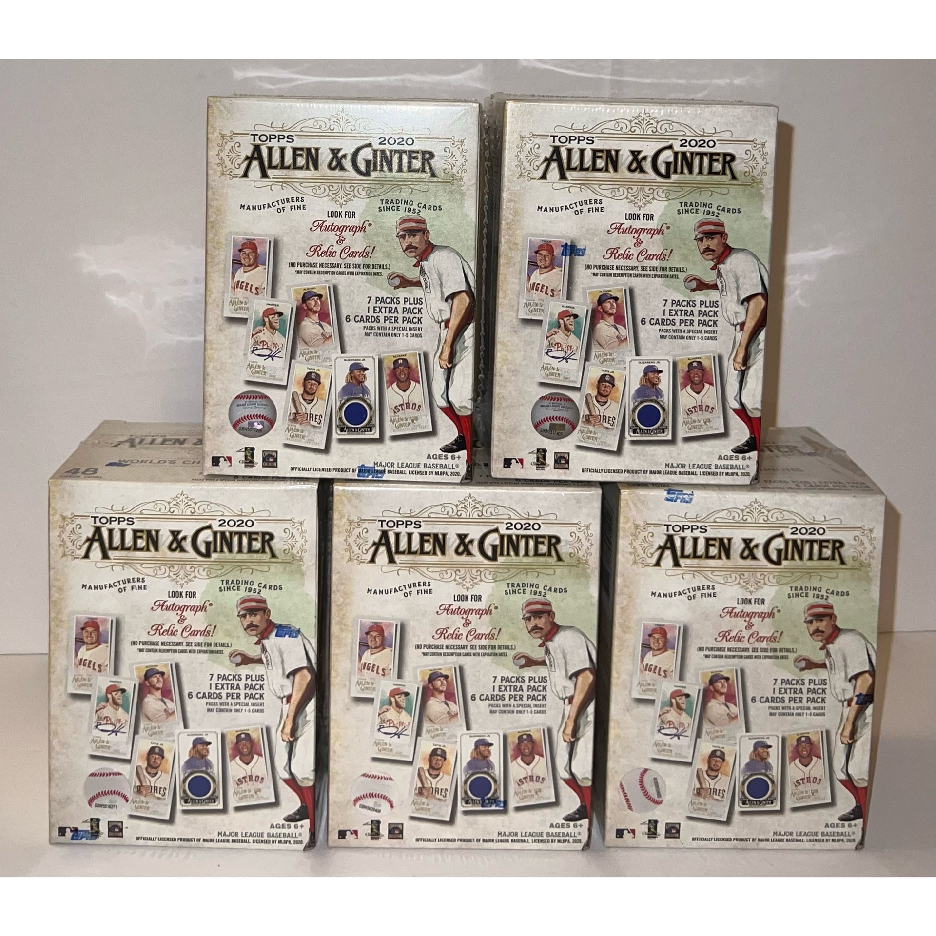 (5) 2020 Topps Allen & Ginter Baseball Blaster Boxes 5 Box Lot Brand New Factory Sealed MLB Cards 