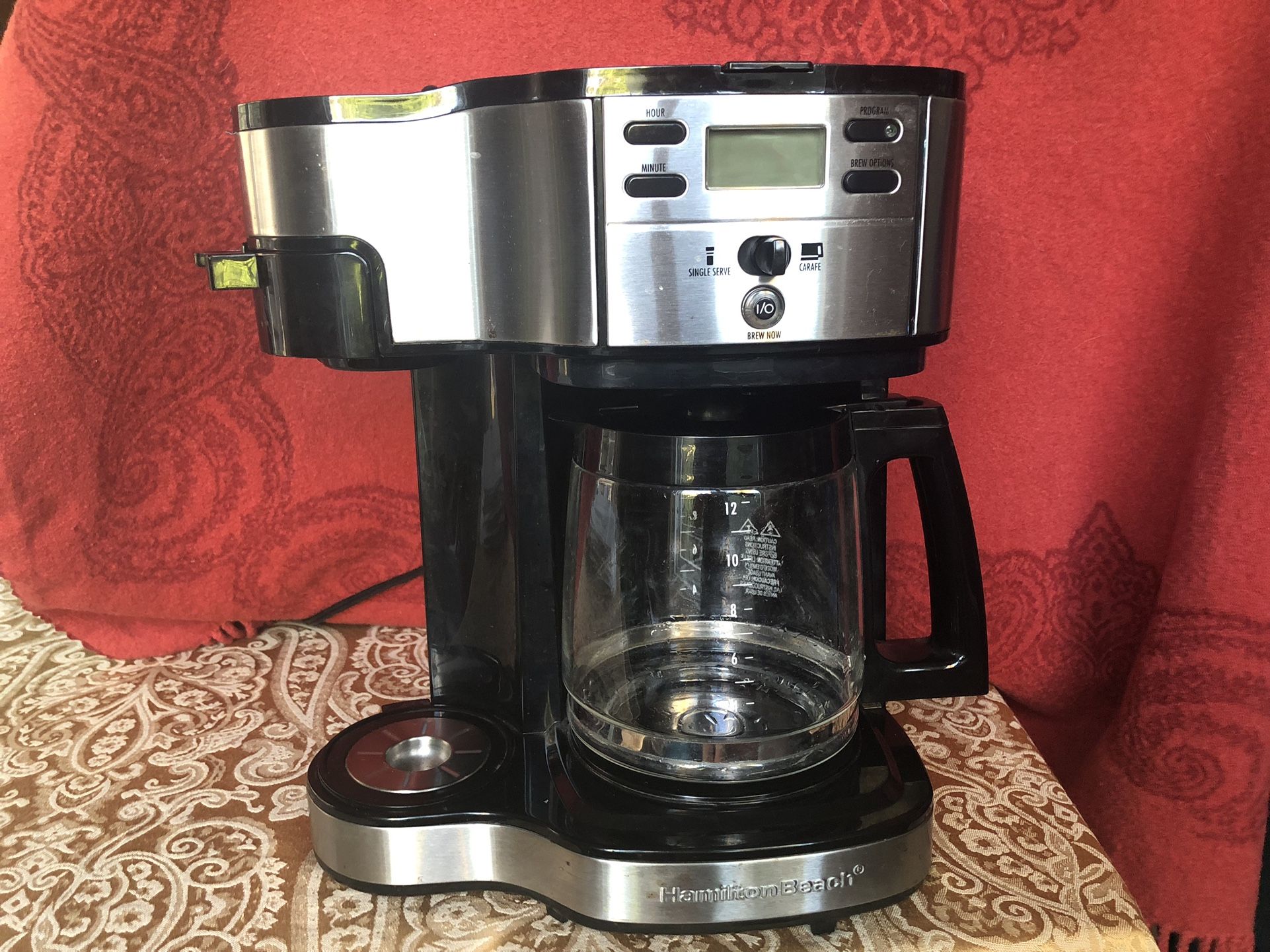 Hamilton Beach 2-Way 12 Cup Programmable Drip Coffee Maker & Single Serve Machine,