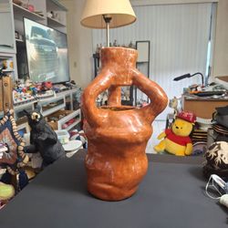 Unique Handcrafted Ceramic Figural Face/Body Vase - Quirky Boho Decor 15"Hx8"W Weighs 7.5 LBS