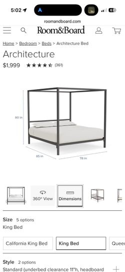 Room and Board Architecture king bed frame- solid steel
