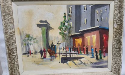 Paris Street scene, Painting 1960th.