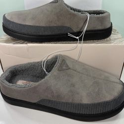 New Weatherproof Vintage men’s slippers memory foam slip on Soft Faux Fur - size L (11/12)