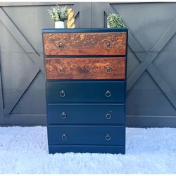 Navy Refinished Tall Dresser