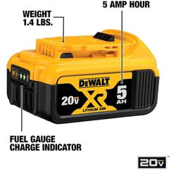 DeWalt DCB205- 20 Voltios MAX XR batería de ion de litio de 5.0Ah