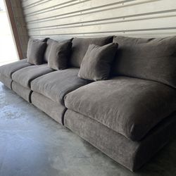 128” LONG FLOOR MODEL GRAY WALL SECTIONAL SOFA SET!