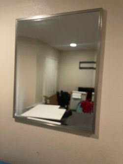 Rectangular Wall Mirror with Silver Frame
