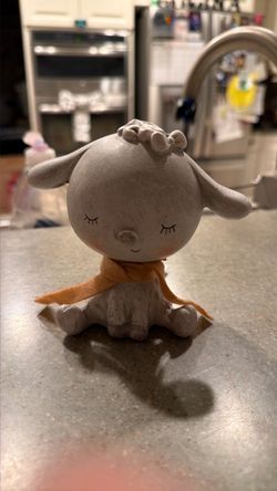WOOD LITTLE LAMB WITH BOW & SCARF FIGURINE