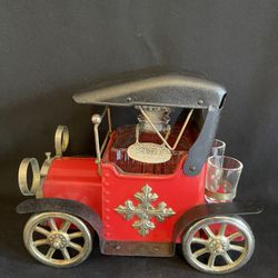 1970  Mini Car Music Box WORKS Decanter Shot Glasses Japan-How Dry I Am