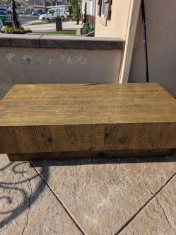 Rustic Reclaimed Wood Block Coffee Table
