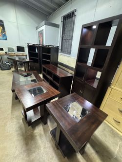 Modern Espresso Living Room Furniture Set – Bookcases, TV Stand, Coffee Table & More