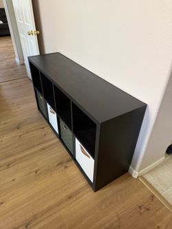 IKEA black wood cubic storage shelf