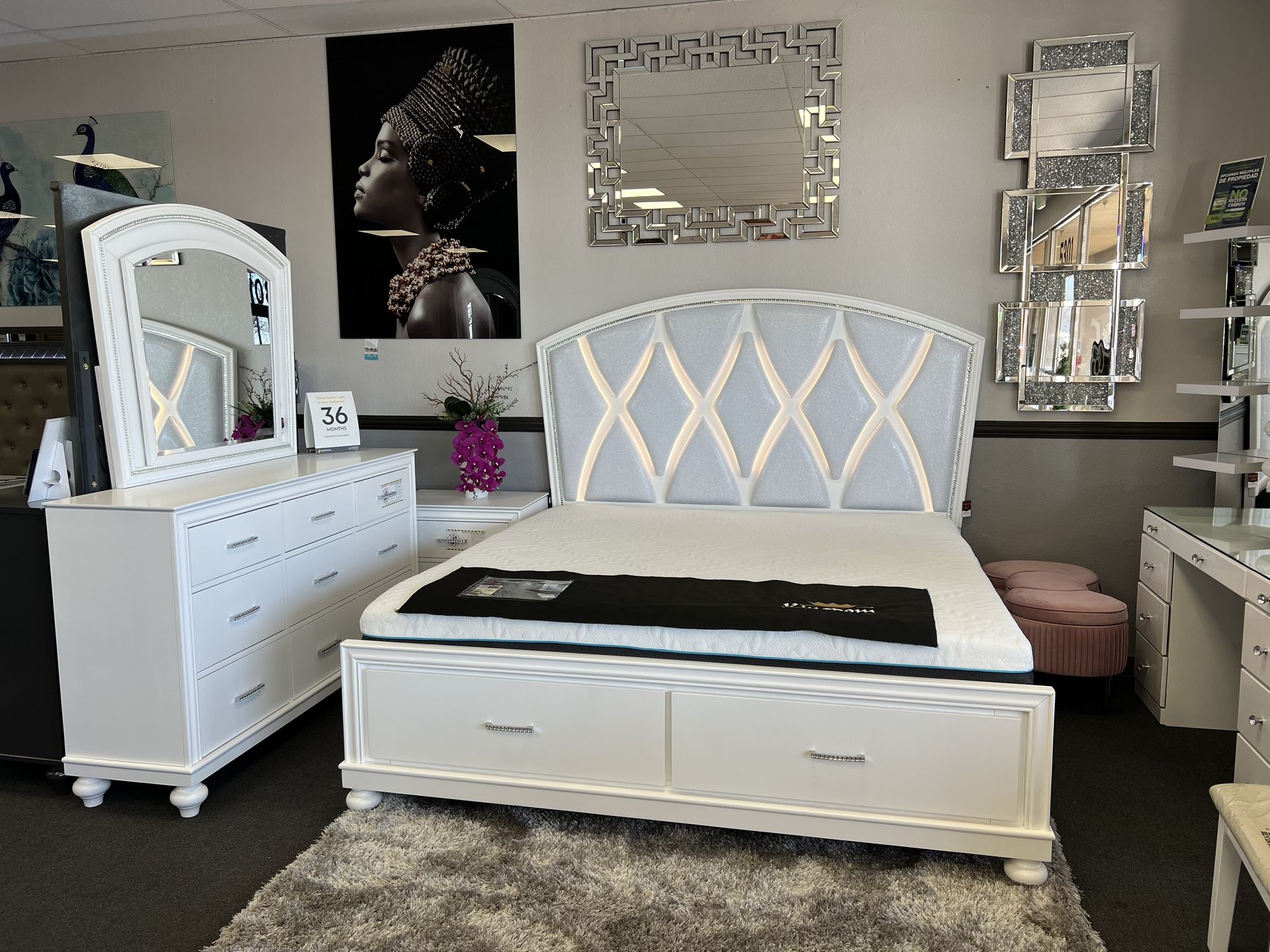 4PC King Bedroom Set w/ LED Lights 🚚FREE Delivery In Fresno🚚
