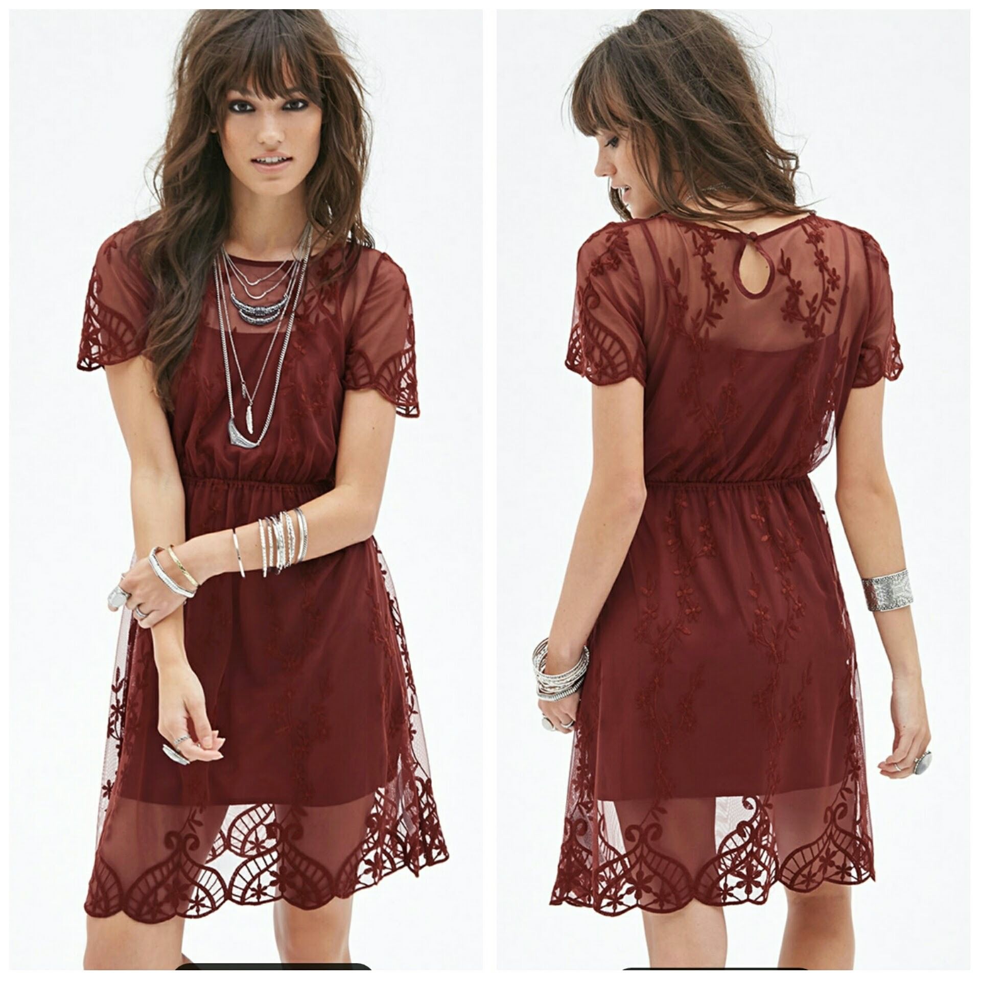 Burgundy Lace Tunic Dress