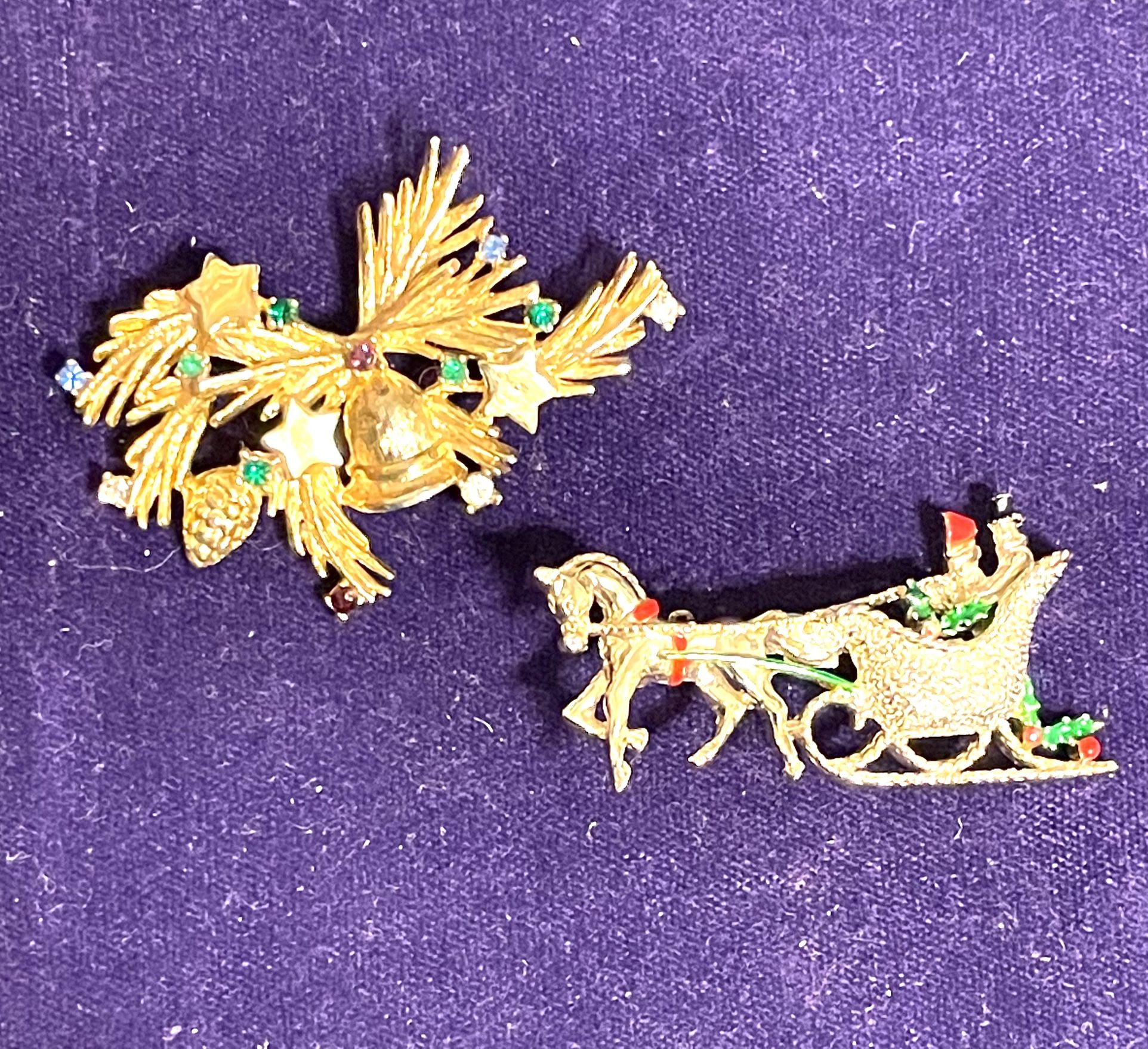 Pair Of Holiday Brooches