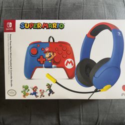 Mario controller and headset nintendo switch bundle 