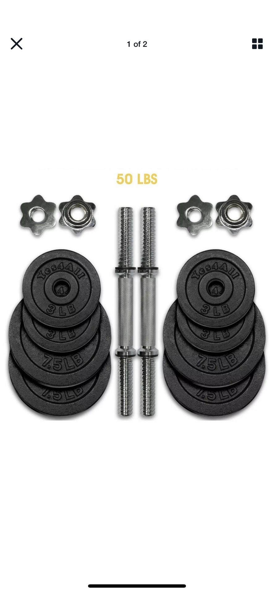 Yes 4 all adjustable dumbbell total weights 50 lbs (25lbs x 2)