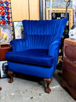 Blue Velvet Armchair at BoneJax