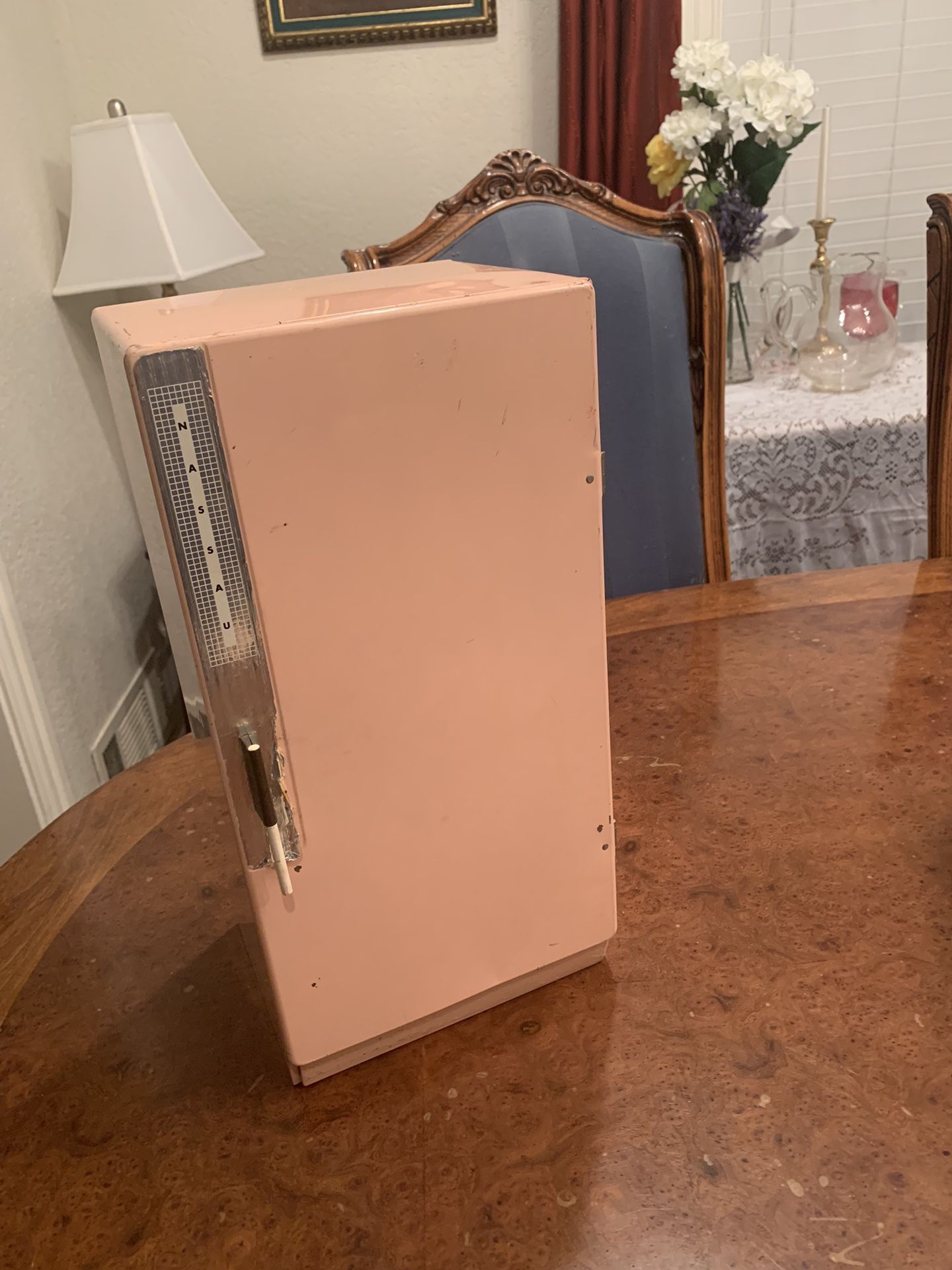 Pink Toy Refrigerator -Vintage