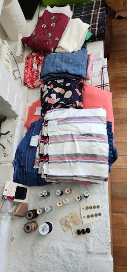 Fabric, patterns, lace trims and sewing accessories