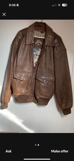 Genuine Leather Bomber Jacket - Medium 