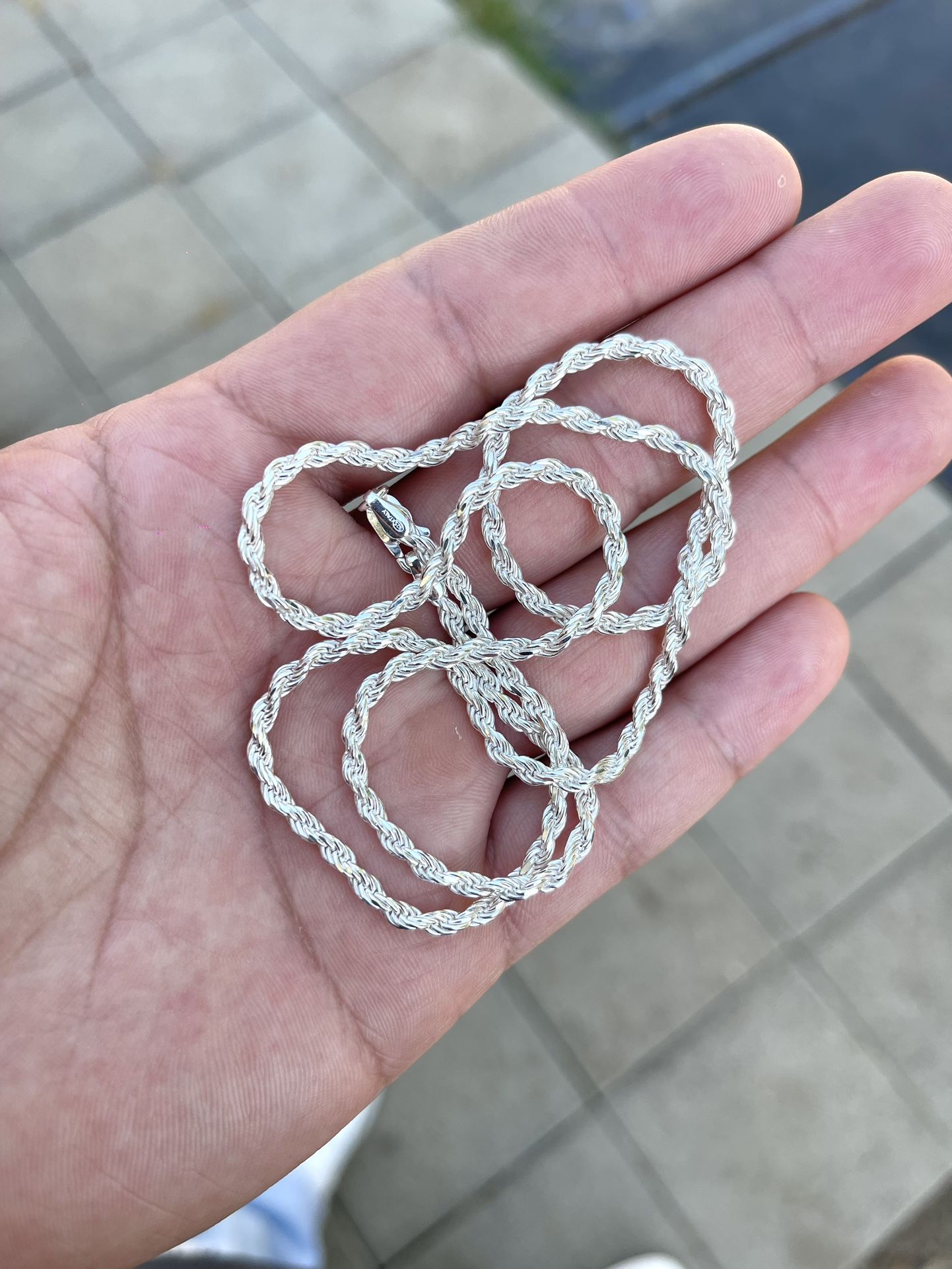 Silver Rope Link Chain 18”