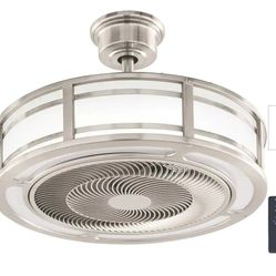 Brette III 23 in. Integrated LED Indoor/Outdoor Brushed Nickel Ceiling Fan with Light and Remote Control