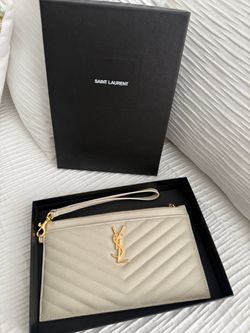 Saint Laurent YSL Quilted Leather Wristlet Clutch