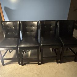 Leather Chairs(4) W/ Brown Wood Bottom