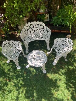 VINTAGE CAST ALUMINUM 4PC GRAPEVINE PATIO SET