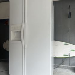 Excellent working white side-by-side refrigerator freezer