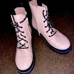 Baby Pink And Black Boots